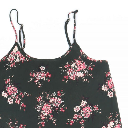Cotton On Womens Green Floral Polyester Basic Tank Size XS Round Neck