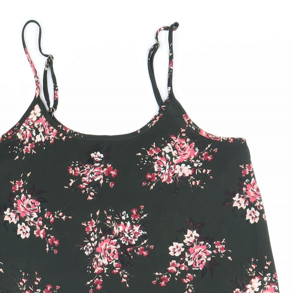 Cotton On Womens Green Floral Polyester Basic Tank Size XS Round Neck