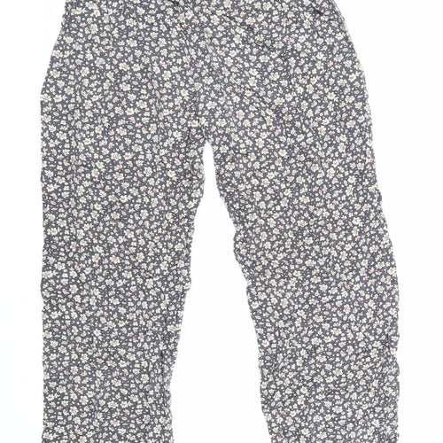 Preworn Womens Grey Floral Viscose Trousers Size 2XS L24 in Regular