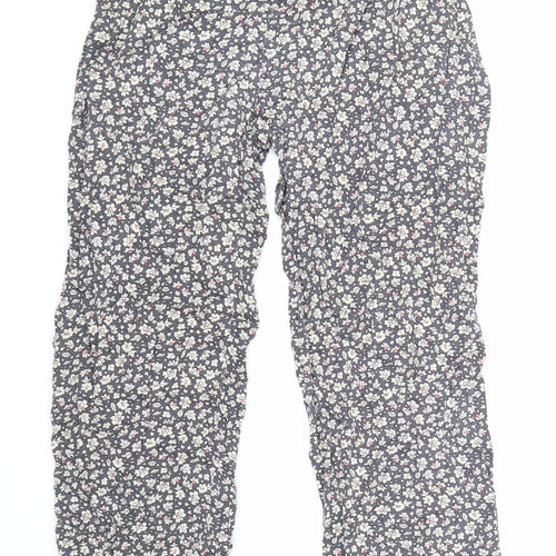 Preworn Womens Grey Floral Viscose Trousers Size 2XS L24 in Regular