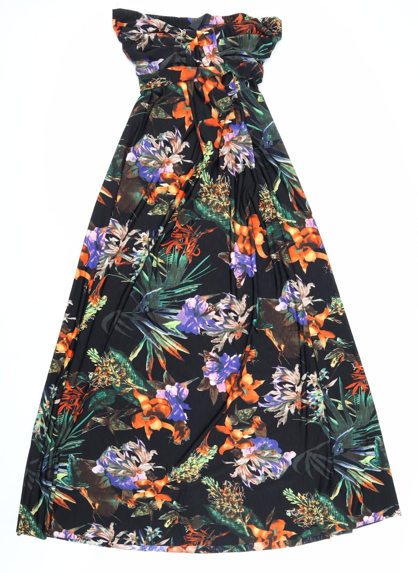 AX Paris Womens Black Floral Polyester A-Line Size 14 Off the Shoulder Pullover