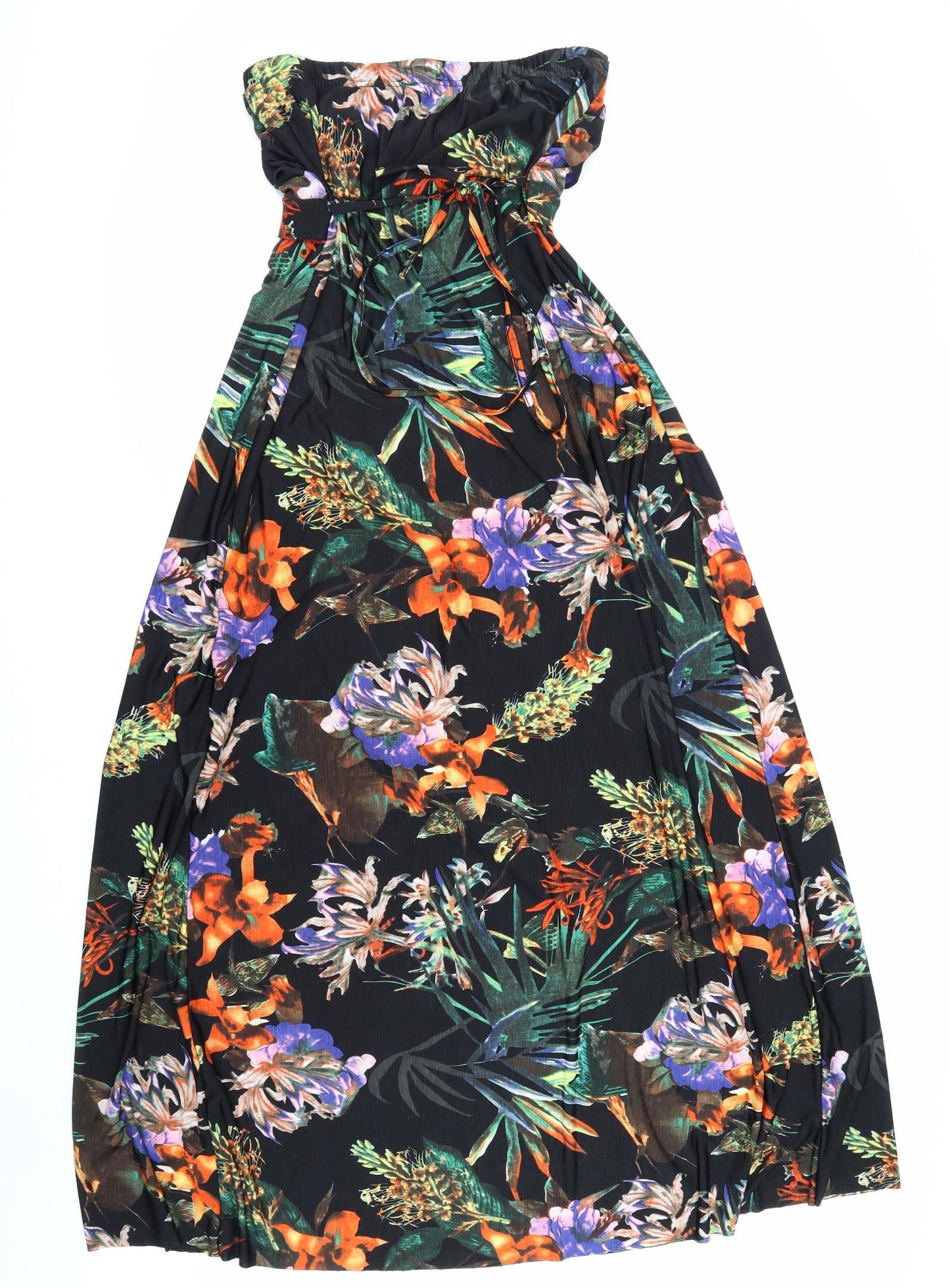 AX Paris Womens Black Floral Polyester A-Line Size 14 Off the Shoulder Pullover
