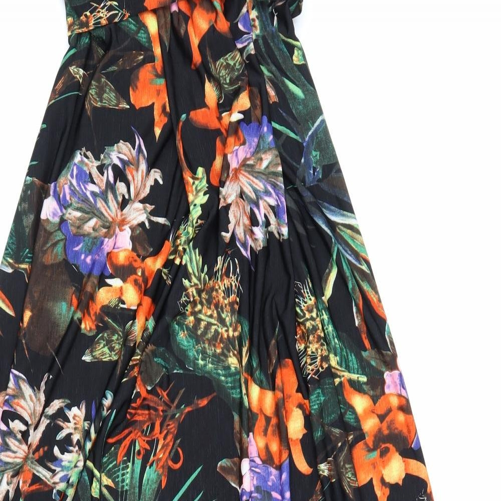 AX Paris Womens Black Floral Polyester A-Line Size 14 Off the Shoulder Pullover