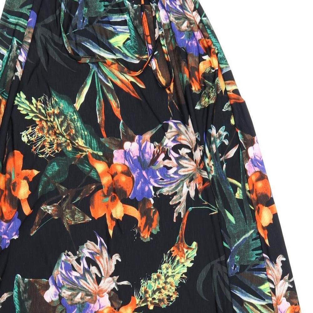 AX Paris Womens Black Floral Polyester A-Line Size 14 Off the Shoulder Pullover