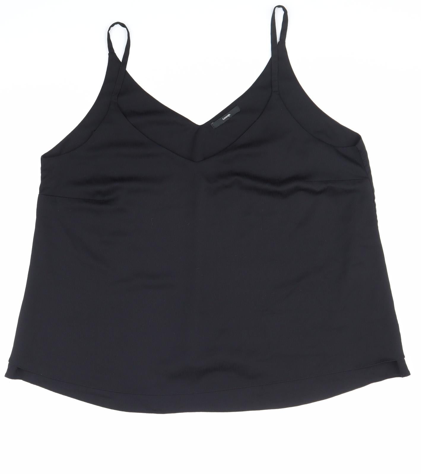 George Womens Black Polyester Camisole Tank Size 24 V-Neck
