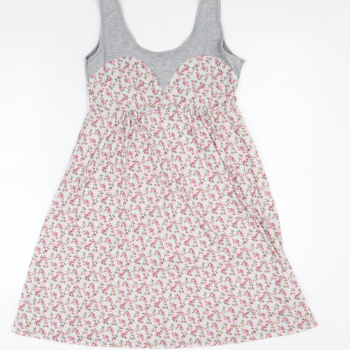 Atmosphere Womens Grey Floral Viscose Skater Dress Size 10 Scoop Neck Pullover
