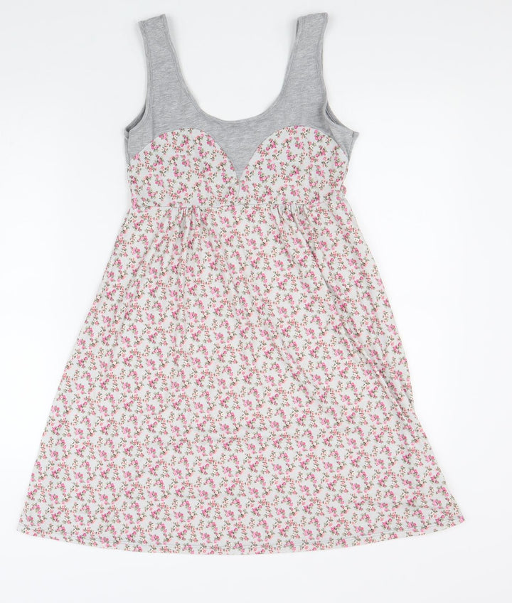 Atmosphere Womens Grey Floral Viscose Skater Dress Size 10 Scoop Neck Pullover