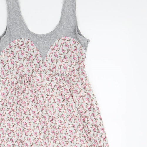 Atmosphere Womens Grey Floral Viscose Skater Dress Size 10 Scoop Neck Pullover