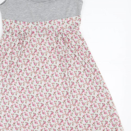 Atmosphere Womens Grey Floral Viscose Skater Dress Size 10 Scoop Neck Pullover