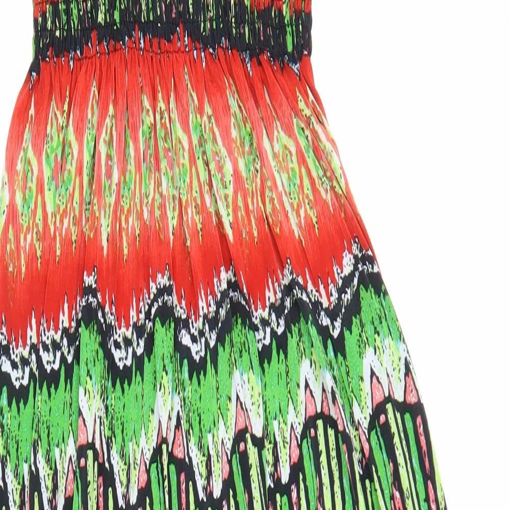Stacy B Womens Multicoloured Geometric Polyester Maxi Size S Square Neck Pullover