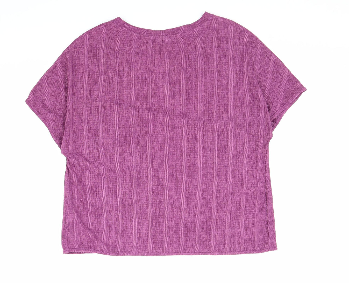 Marks and Spencer Womens Purple Polyester Basic T-Shirt Size 14 V-Neck
