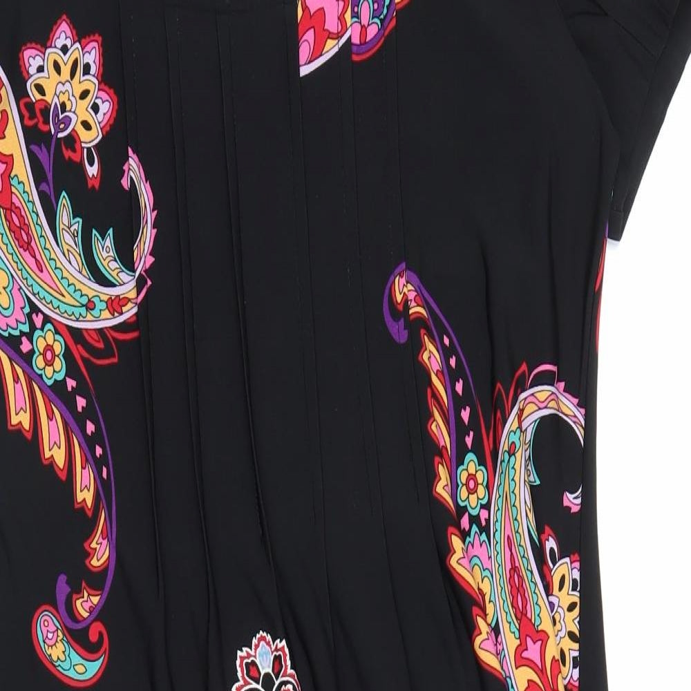 Ronni Nicole Womens Black Paisley Polyester A-Line Size 12 Square Neck Pullover