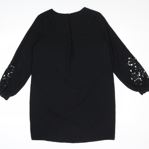 H&M Womens Black Polyester Shift Size 10 Boat Neck Pullover