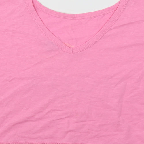 River Island Womens Pink Cotton Cropped T-Shirt Size 8 Round Neck - Alla Moda