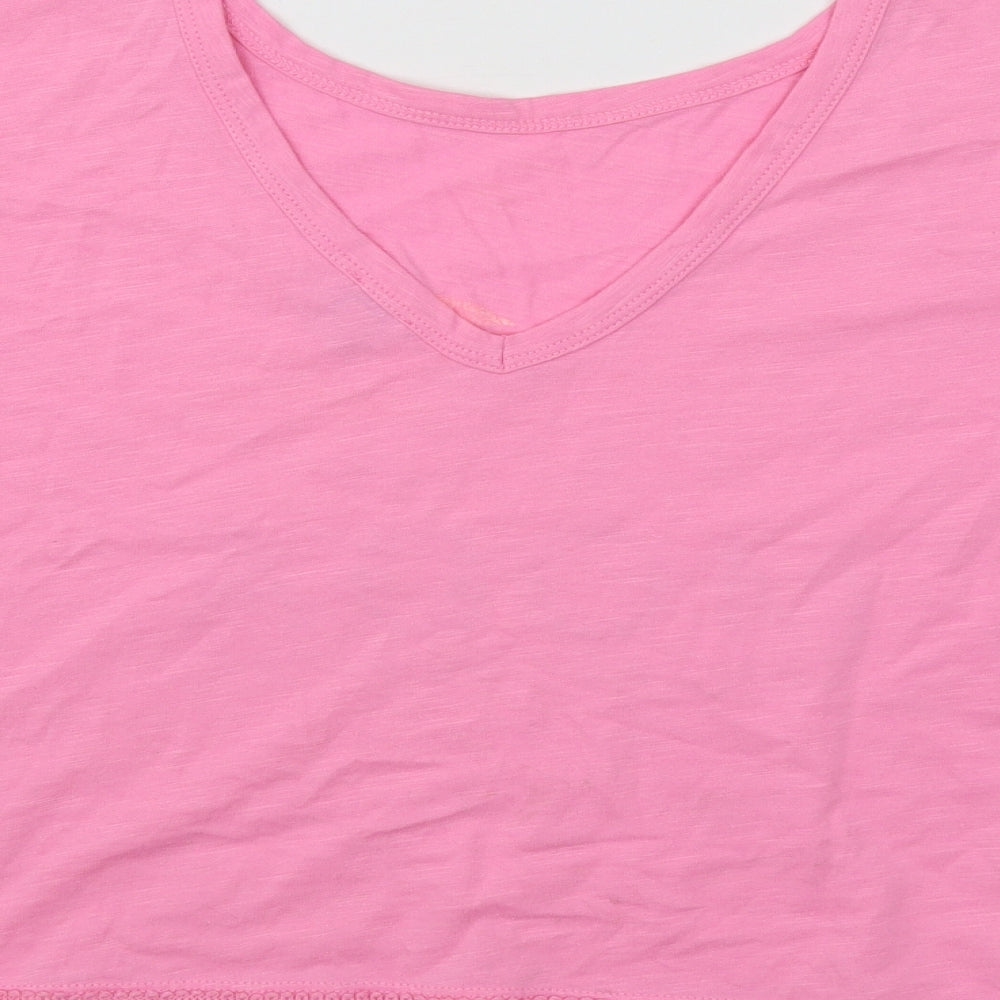 River Island Womens Pink Cotton Cropped T-Shirt Size 8 Round Neck - Alla Moda