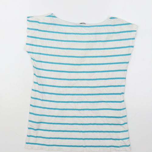 House Womens White Striped Cotton Basic T-Shirt Size XS Round Neck - Paradise