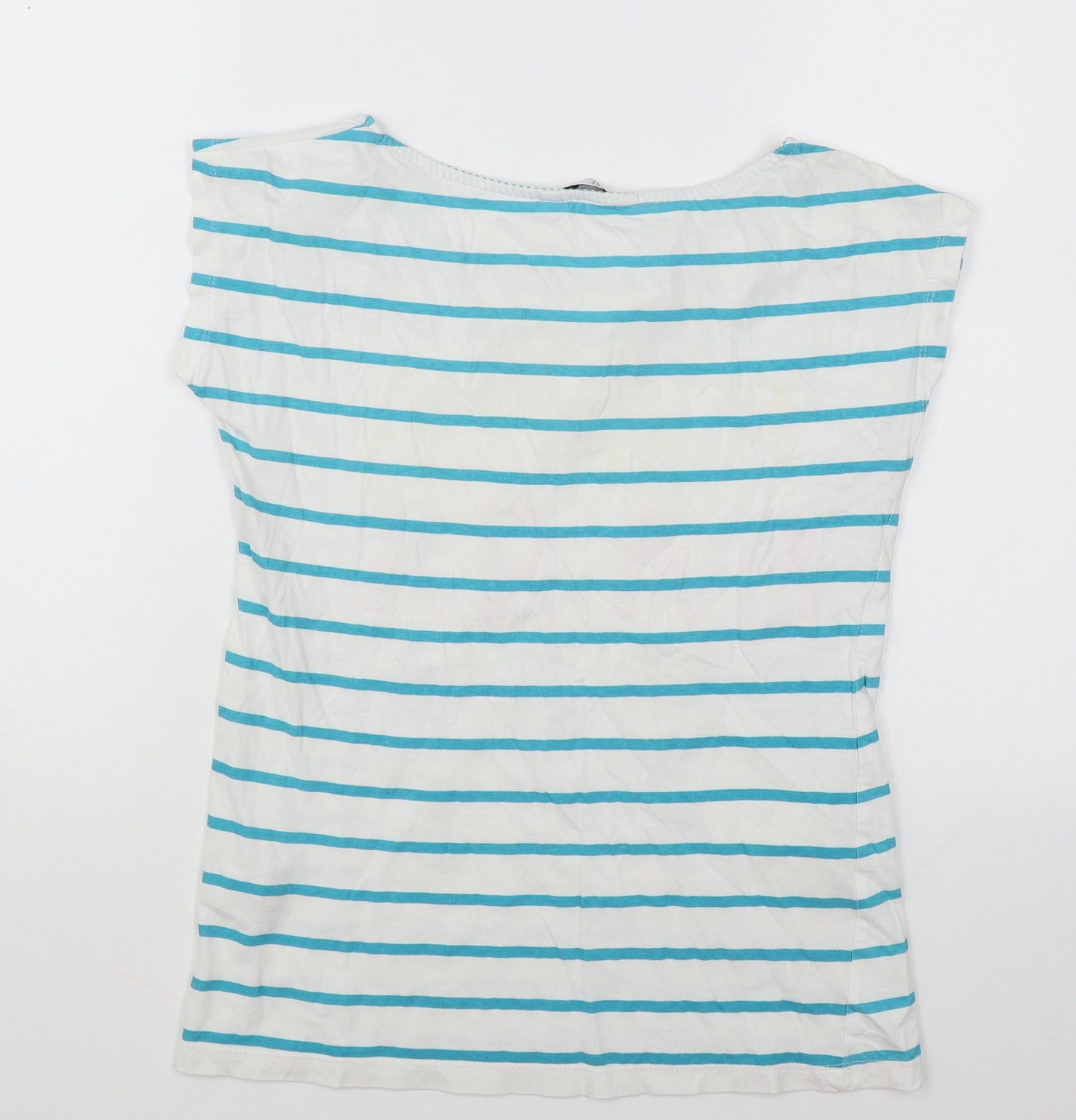House Womens White Striped Cotton Basic T-Shirt Size XS Round Neck - Paradise