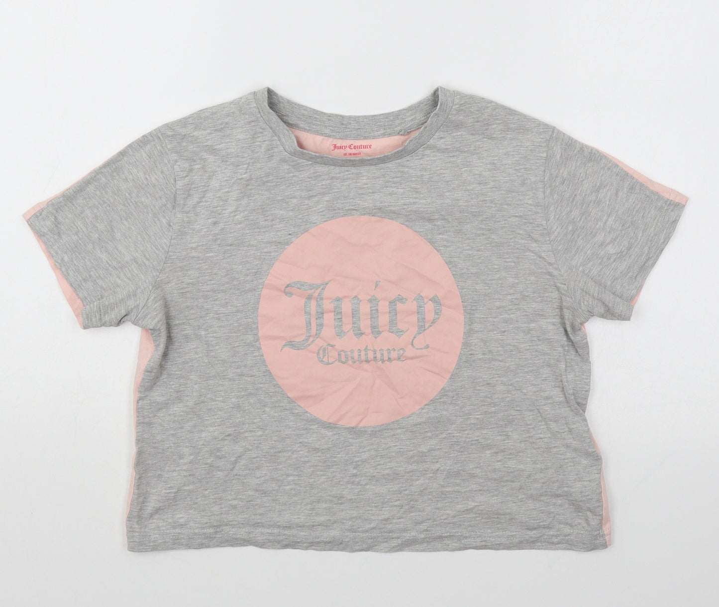 Juicy Couture Girls Grey Cotton Basic T-Shirt Size 12-13 Years Round Neck Pullover