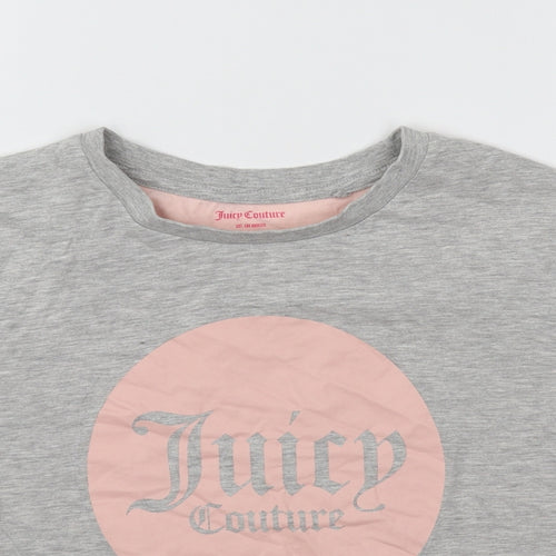 Juicy Couture Girls Grey Cotton Basic T-Shirt Size 12-13 Years Round Neck Pullover