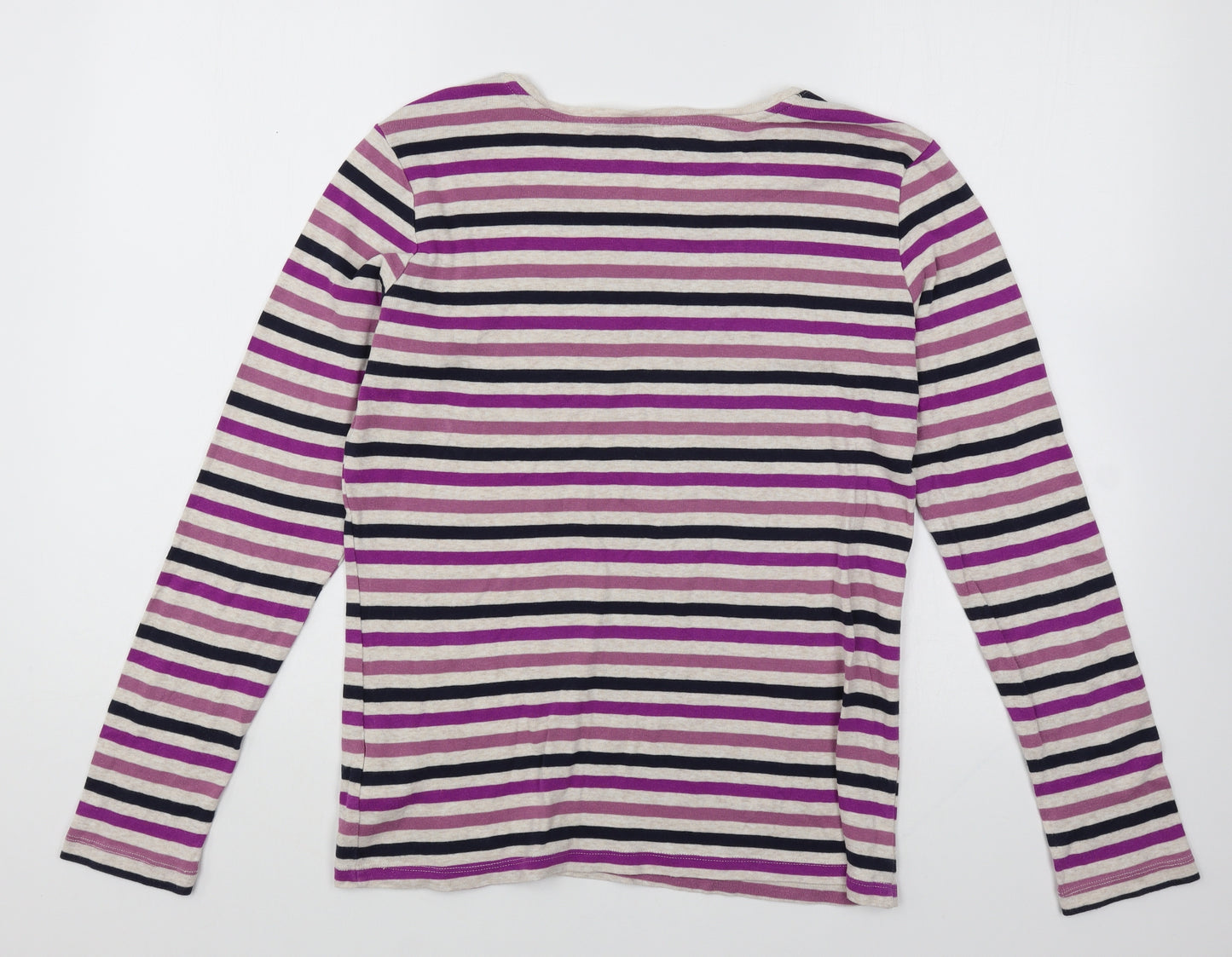 Gap Womens Pink Striped Cotton Basic T-Shirt Size L Round Neck