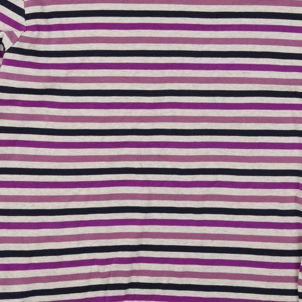 Gap Womens Pink Striped Cotton Basic T-Shirt Size L Round Neck