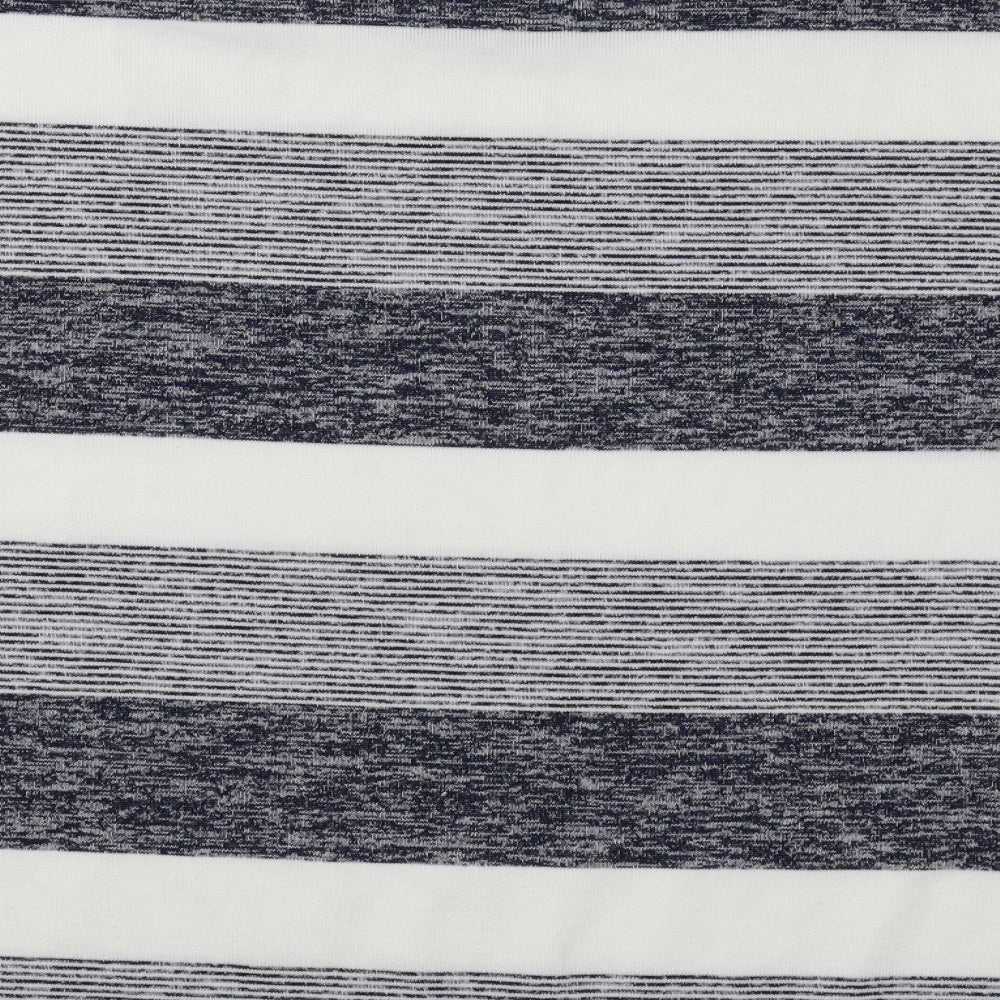 TU Womens White Round Neck Striped Polyester Pullover Jumper Size 16