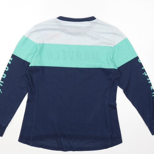 Morvelo Womens Blue Colourblock Polyester Basic T-Shirt Size L Round Neck