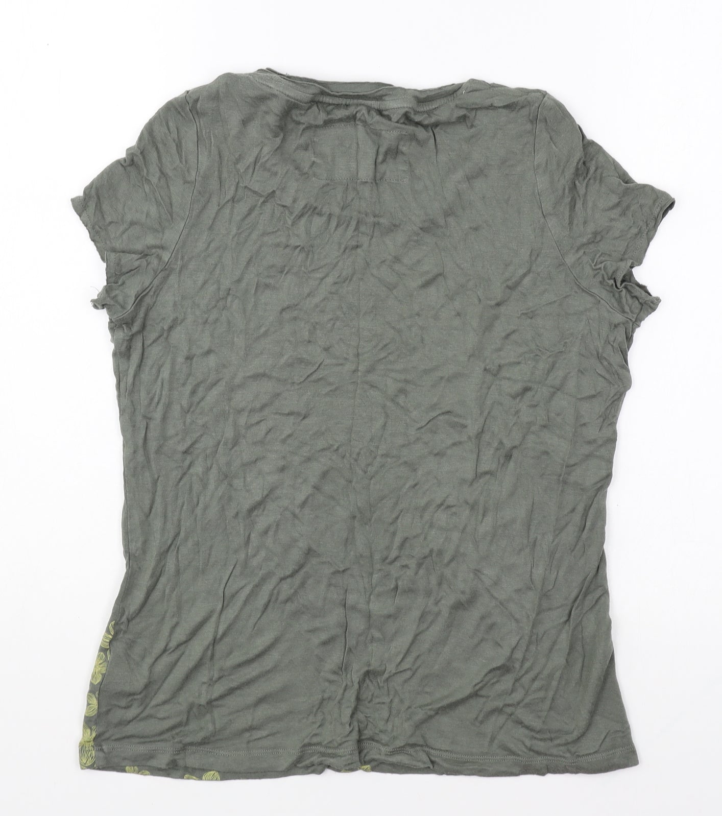 Peter Storm Womens Green Floral Viscose Basic T-Shirt Size 12 Scoop Neck