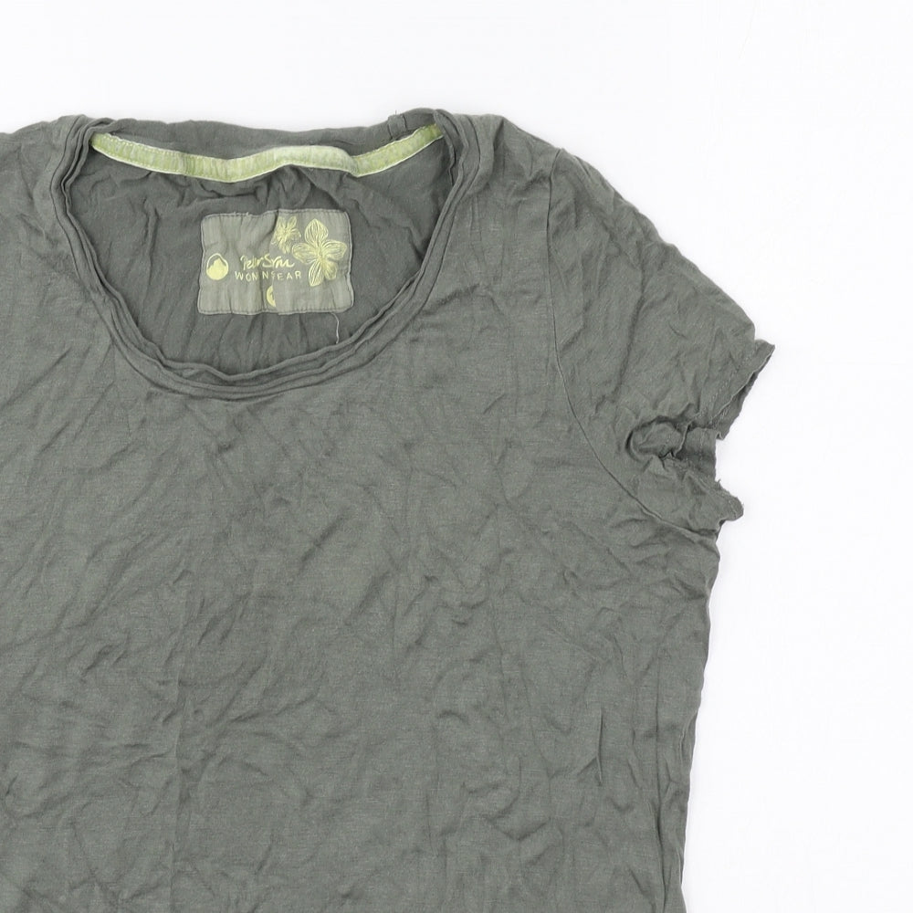 Peter Storm Womens Green Floral Viscose Basic T-Shirt Size 12 Scoop Neck