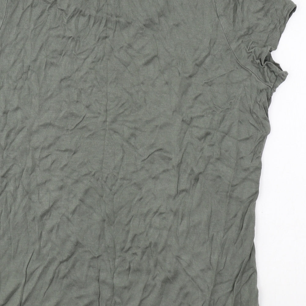 Peter Storm Womens Green Floral Viscose Basic T-Shirt Size 12 Scoop Neck
