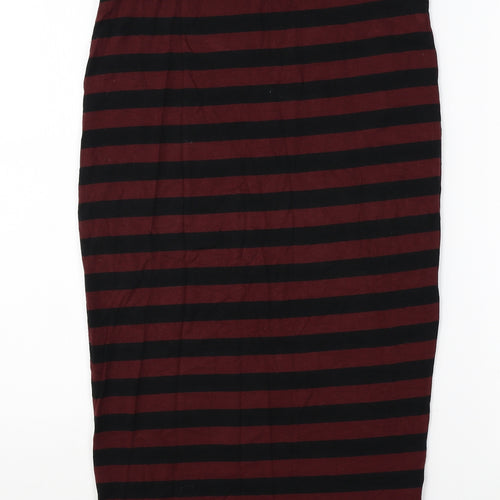 Dorothy Perkins Womens Red Striped Polyester Straight & Pencil Skirt Size 8
