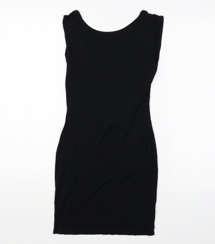 Missguided Womens Black Polyester Bodycon Size 8 Boat Neck Pullover