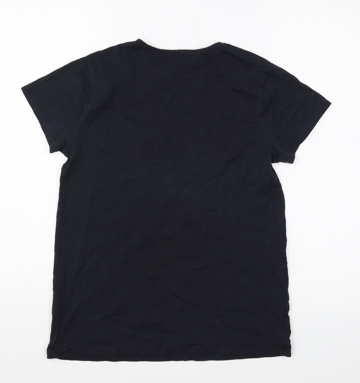 RNB14 Womens Blue 100% Cotton Basic T-Shirt Size 8 Round Neck - Shark Graphic