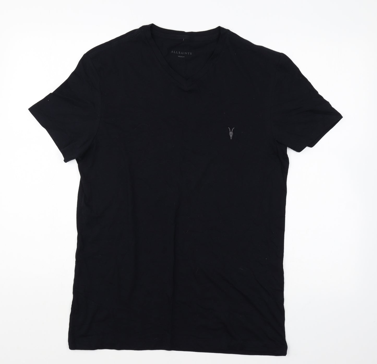 AllSaints Mens Blue Cotton T-Shirt Size M Round Neck