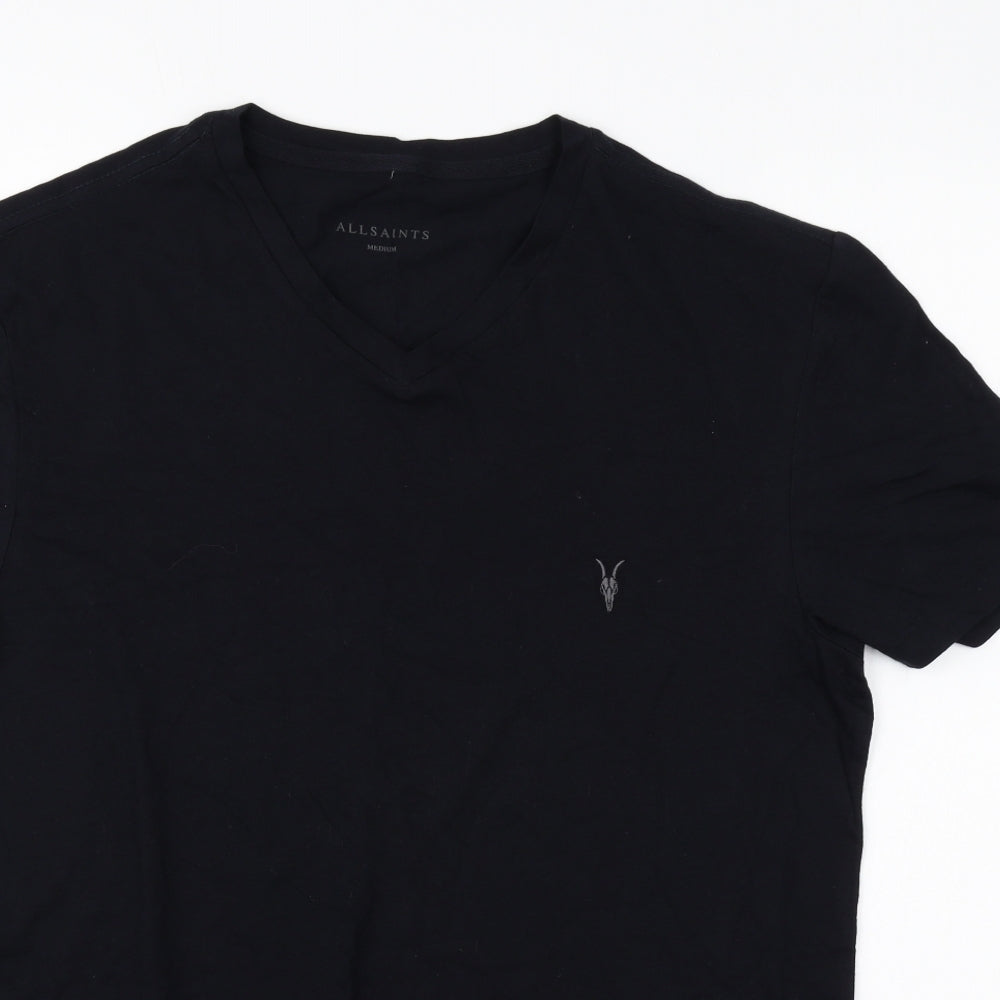 AllSaints Mens Blue Cotton T-Shirt Size M Round Neck
