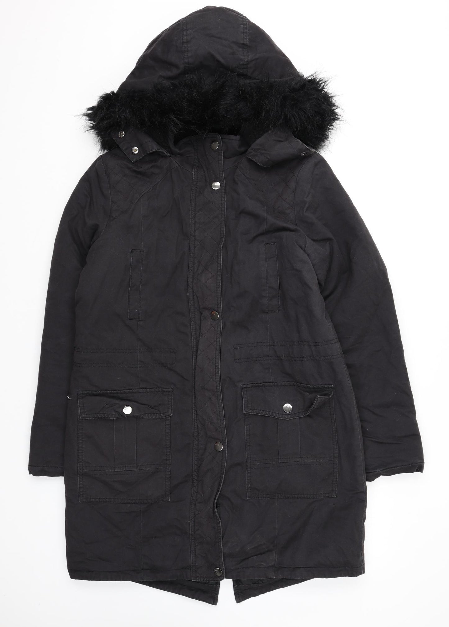 NEXT Womens Black Parka Jacket Size 16 Zip