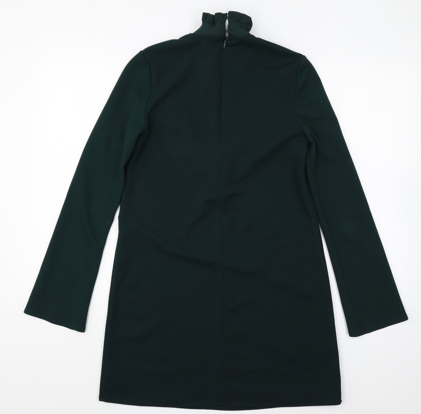 Zara Womens Green Polyester Jumper Dress Size S High Neck Zip