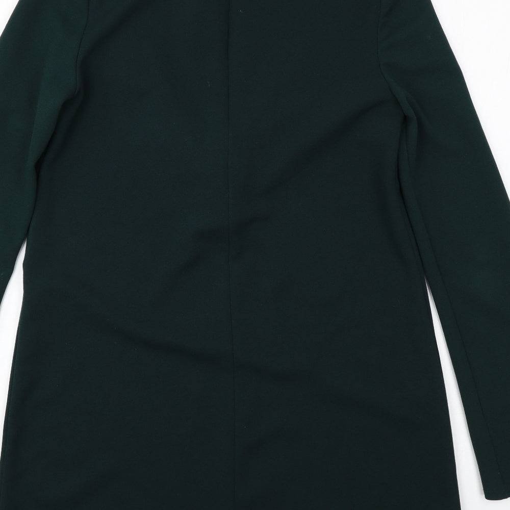 Zara Womens Green Polyester Jumper Dress Size S High Neck Zip