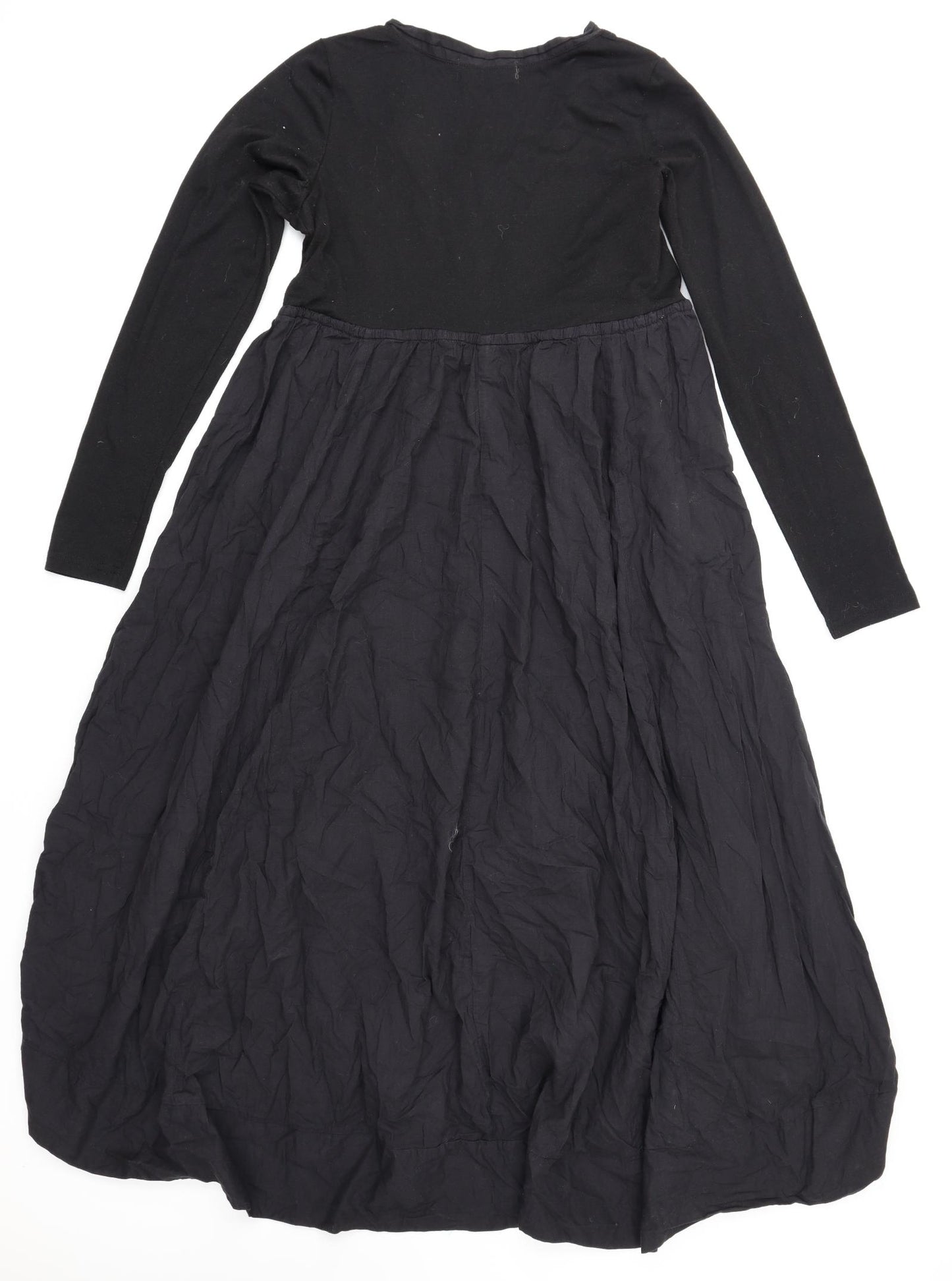 Candy Womens Black Cotton Fit & Flare Size M Scoop Neck Tie