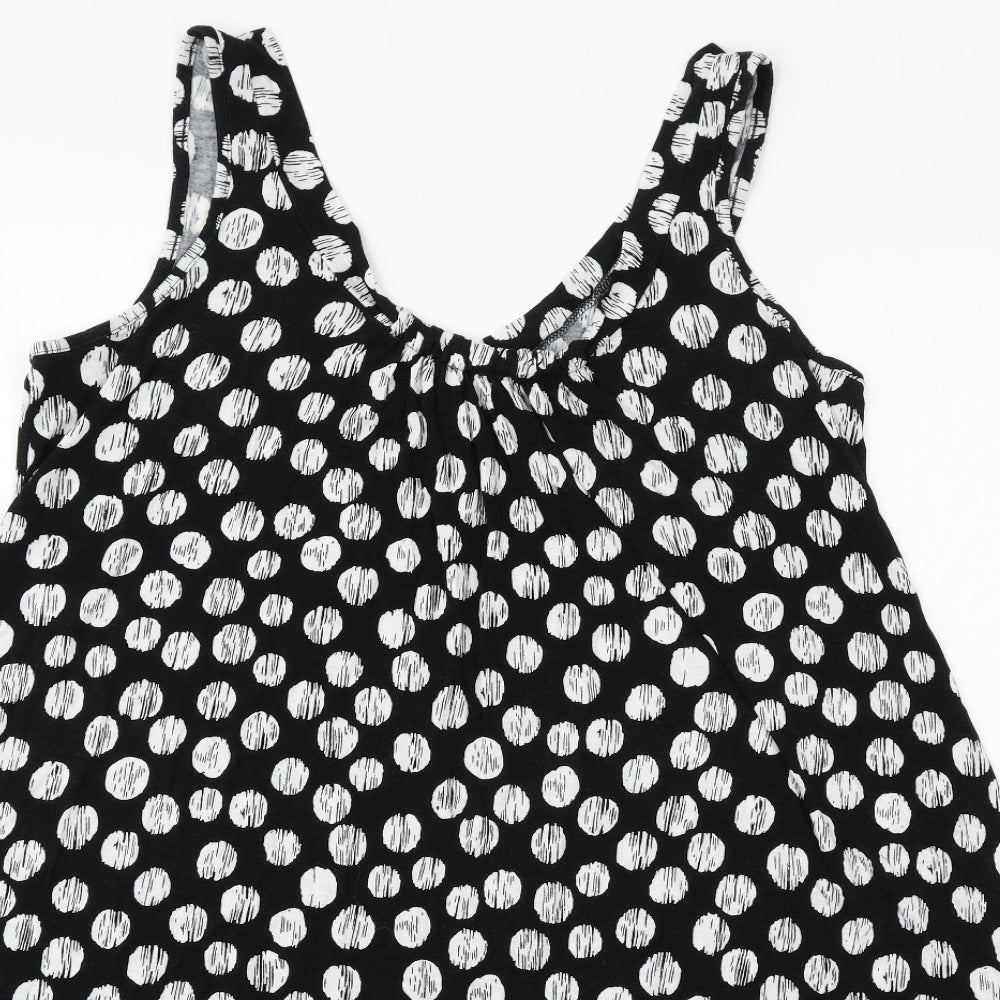 Marks and Spencer Womens Black Polka Dot Polyester Basic Tank Size 14 Round Neck