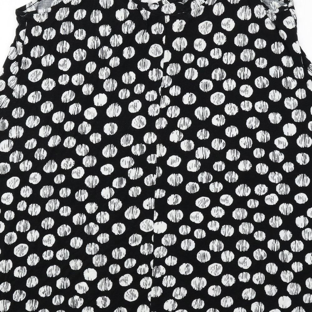 Marks and Spencer Womens Black Polka Dot Polyester Basic Tank Size 14 Round Neck