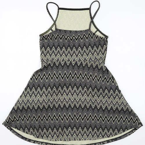 Topshop Womens Multicoloured Geometric Polyester Mini Size 10 Square Neck Pullover