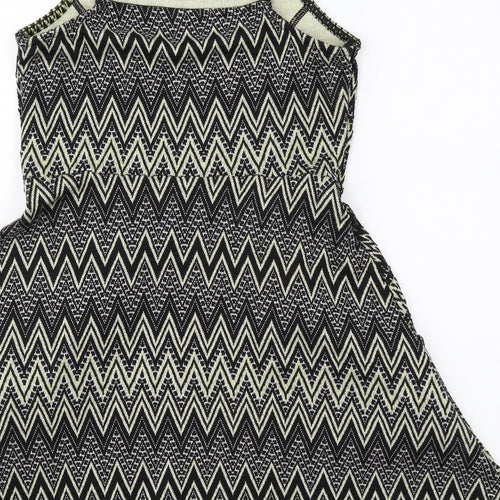Topshop Womens Multicoloured Geometric Polyester Mini Size 10 Square Neck Pullover