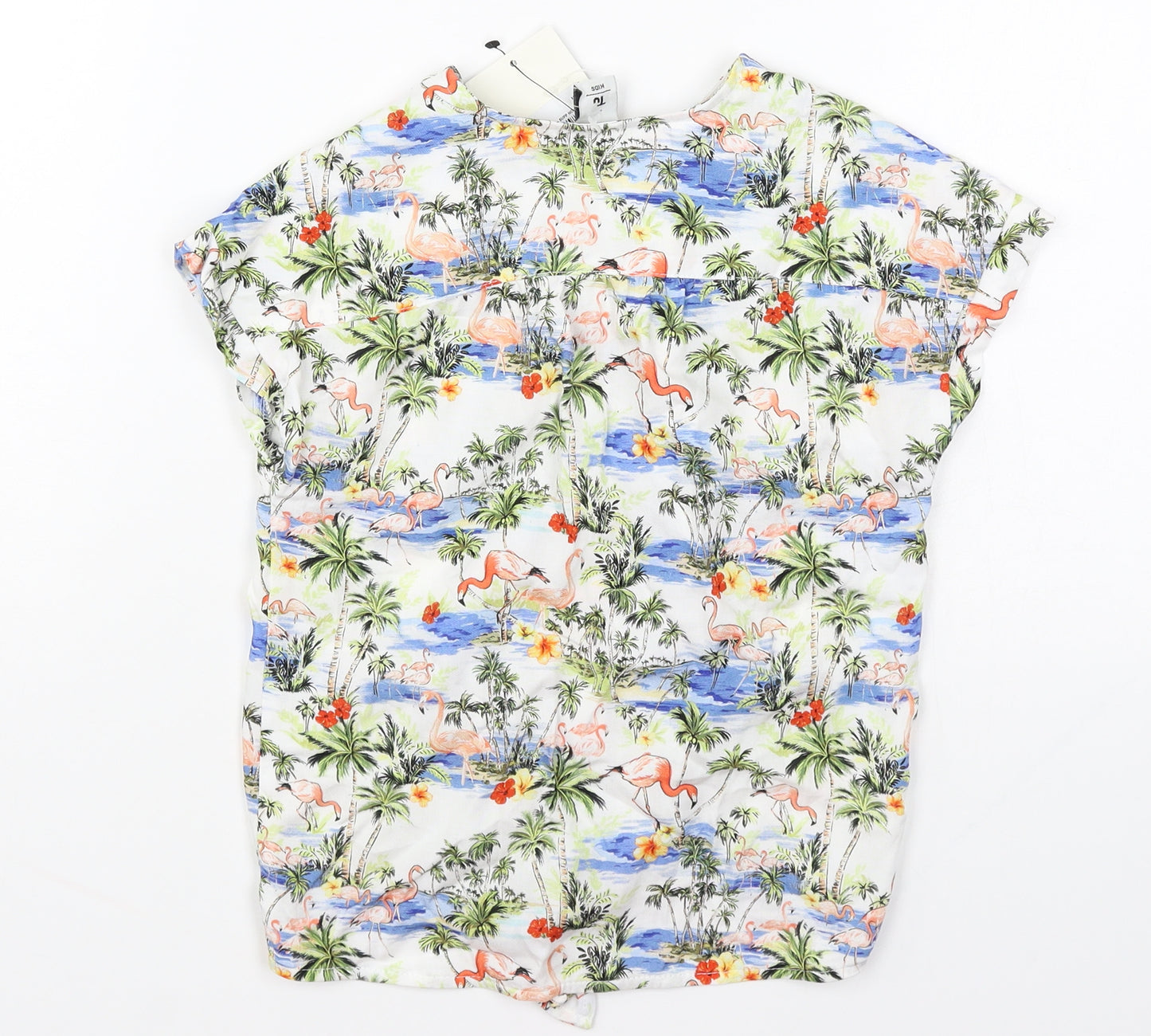 TU Girls Multicoloured Geometric Cotton Basic Button-Up Size 6 Years V-Neck Button