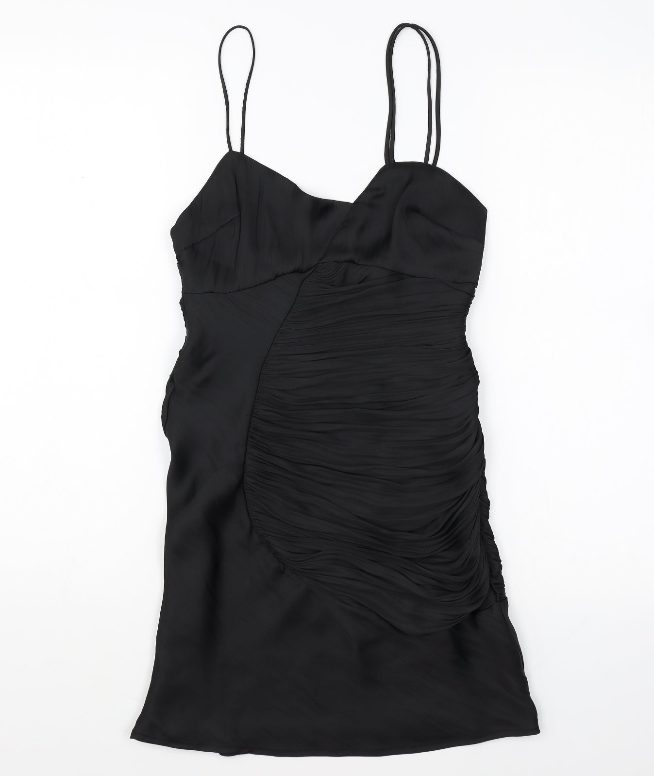 Zara Womens Black Polyester Mini Size XS V-Neck Zip