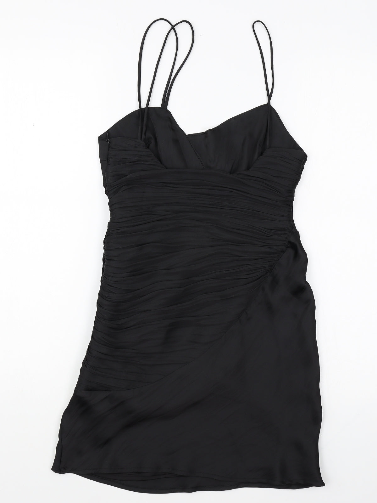 Zara Womens Black Polyester Mini Size XS V-Neck Zip