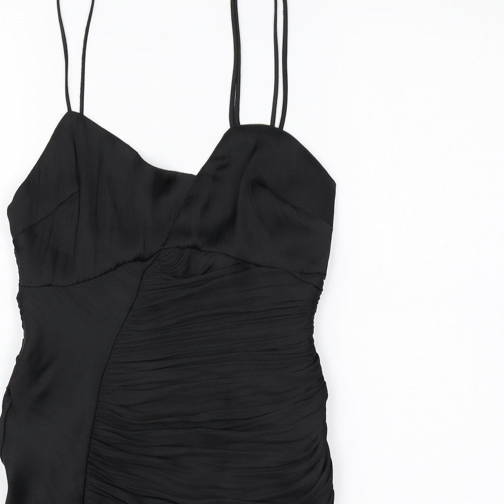 Zara Womens Black Polyester Mini Size XS V-Neck Zip