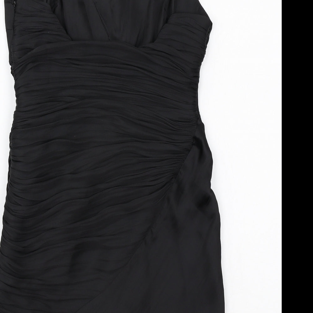 Zara Womens Black Polyester Mini Size XS V-Neck Zip