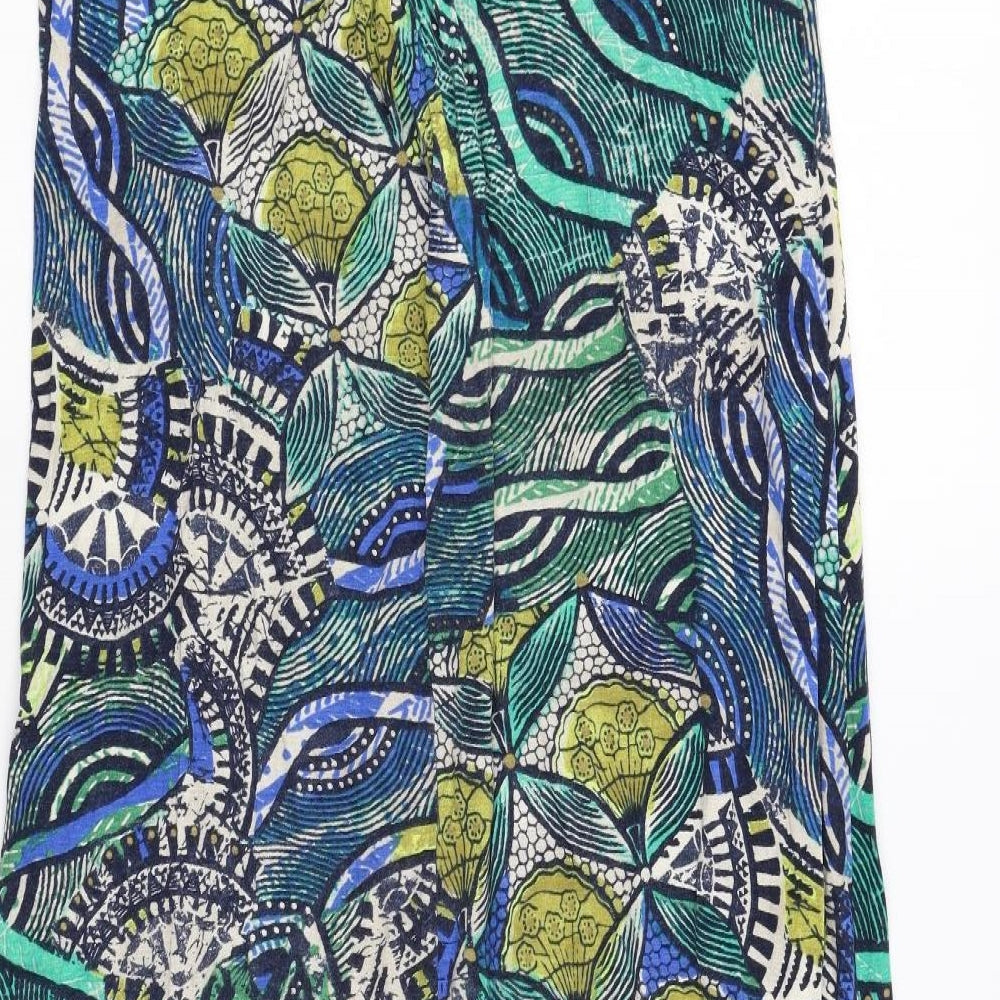 Wallis Womens Green Geometric Polyester A-Line Size 12 Boat Neck Tie