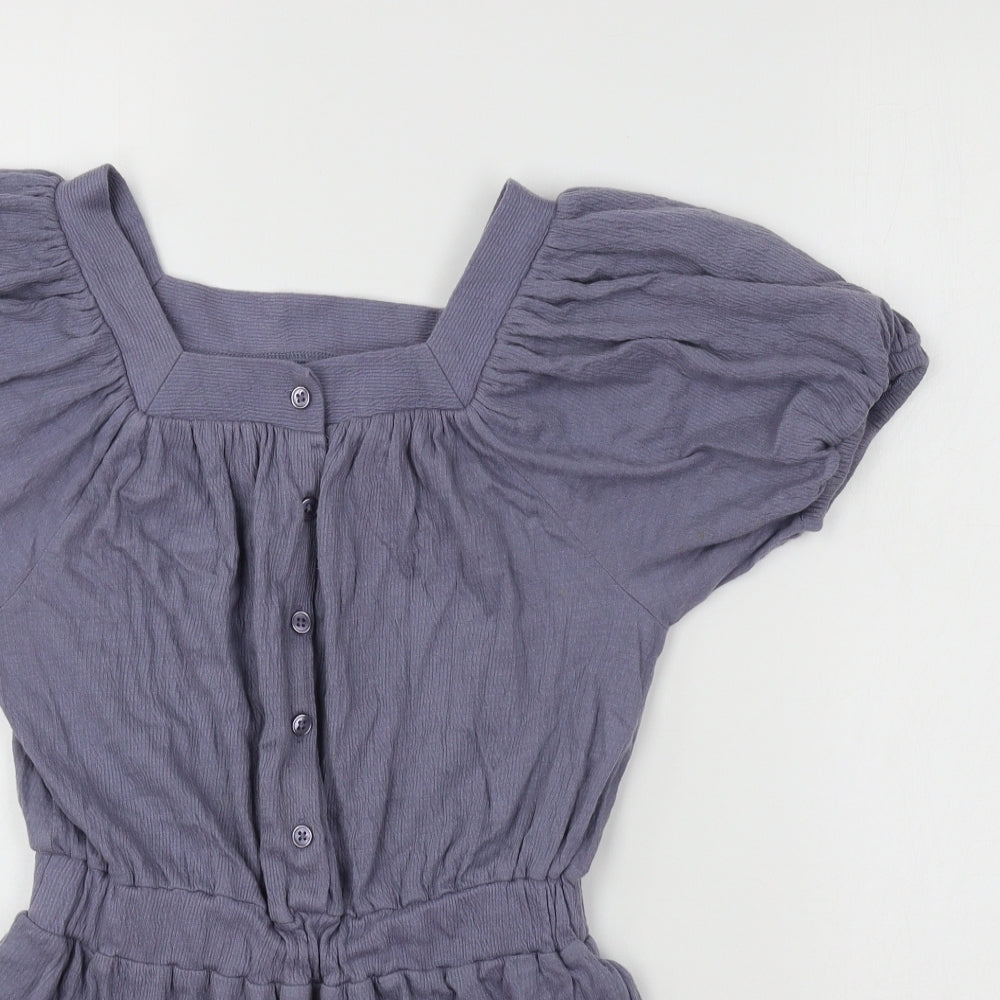 NEXT Girls Blue Cotton Playsuit One-Piece Size 9 Years Button
